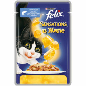 Влажный корм Felix Sensations для кошек с лососем в желе со вкусом трески,  85 г