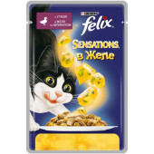 Влажный корм Felix Sensations для кошек с уткой в желе со шпинатом,  85 г