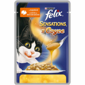 Влажный корм Felix Sensations для кошек c индейкой в соусе со вкусом бекона, 85 г
