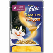 Влажный корм Felix Sensations для кошек c уткой в соусе с морковью, 85 г