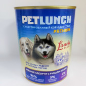 Petlunch для собак 850г жб мясное ассорти с рубцом в желе