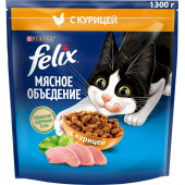 Felix 1,3 кг Мясное объедение сухой корм для кошек с курицей