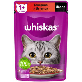 Whiskas 75 г для взрослых кошек с говядиной и ягненком в желе
