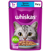 Whiskas 75 г для взрослых кошек с треской и лососем в рагу