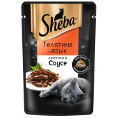Sheba 75 г для взрослых кошек с телятиной и языком в соусе