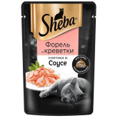 Sheba 75 г для взрослых кошек с форелью и креветками в соусе