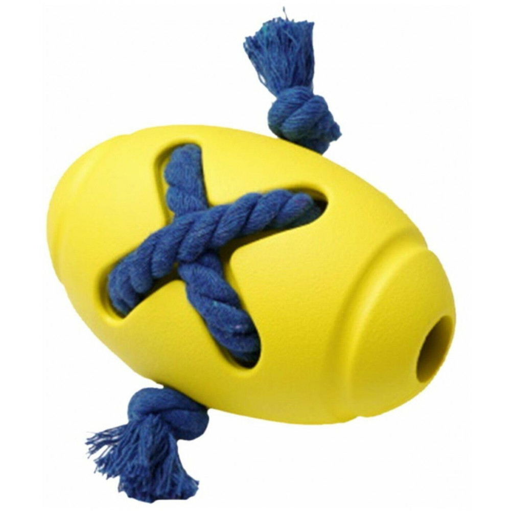 Игрушка для собак HOMEPET мяч регби с канатом желтый 8*12,7см 139129-0