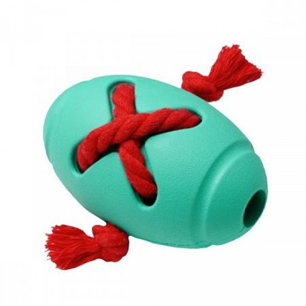Игрушка для собак HOMEPET мяч регби с канатом бирюзовый  8*12,7см 139143-0