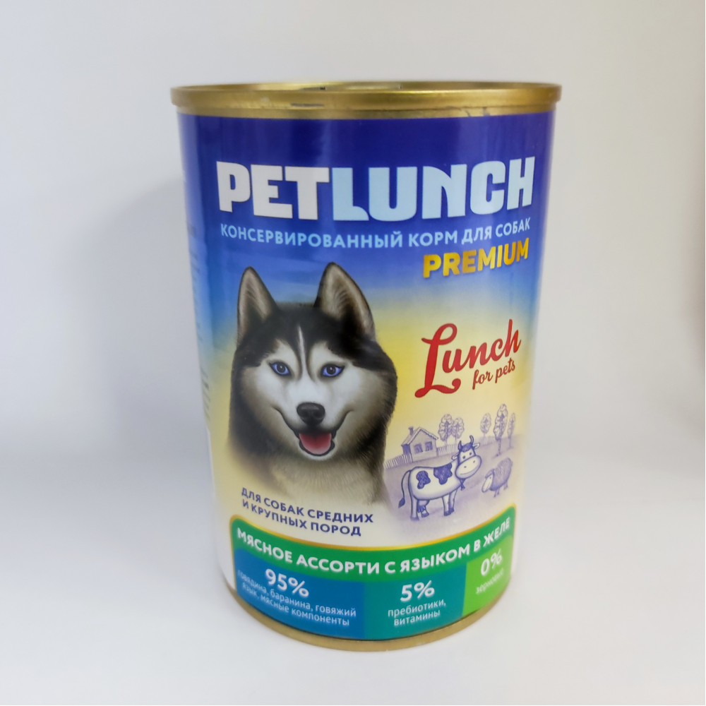 Petlunch для собак 400г жб мясное ассорти с языком в желе-0