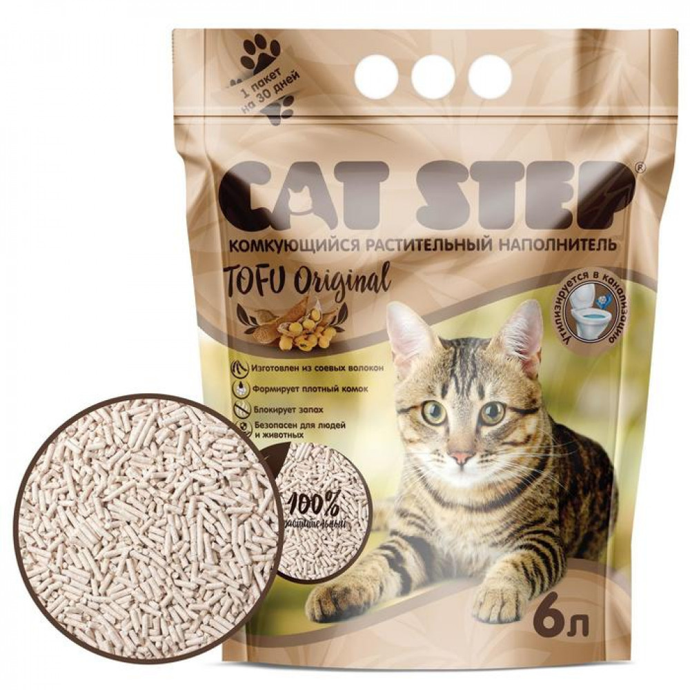 Наполнитель CAT STEP Tofu Original 6л комкующийся-0