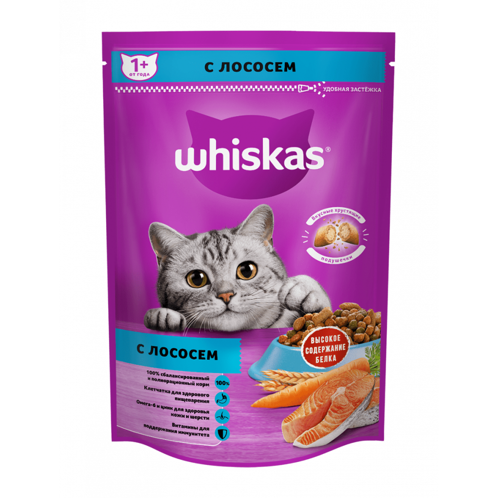 Whiskas 350 г для взрослых кошек с лососем-0