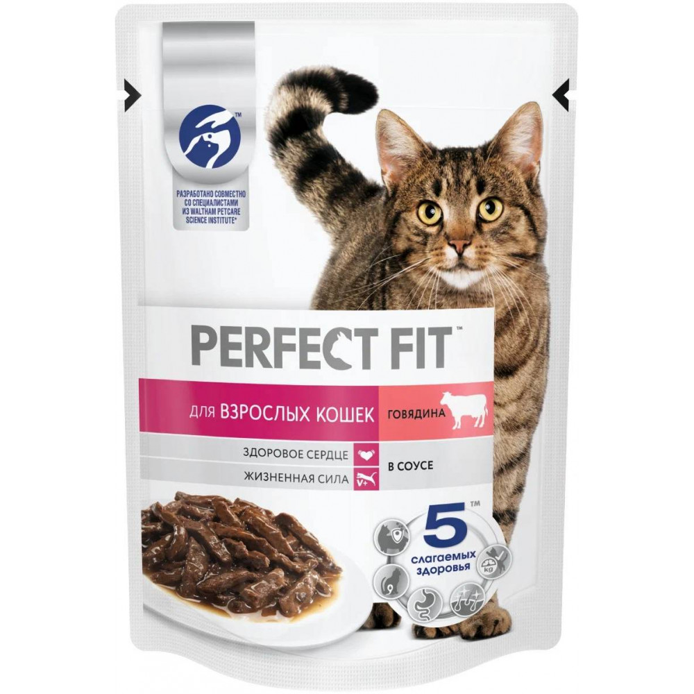 Perfect Fit 75 г для кошек с говядиной в соусе-0