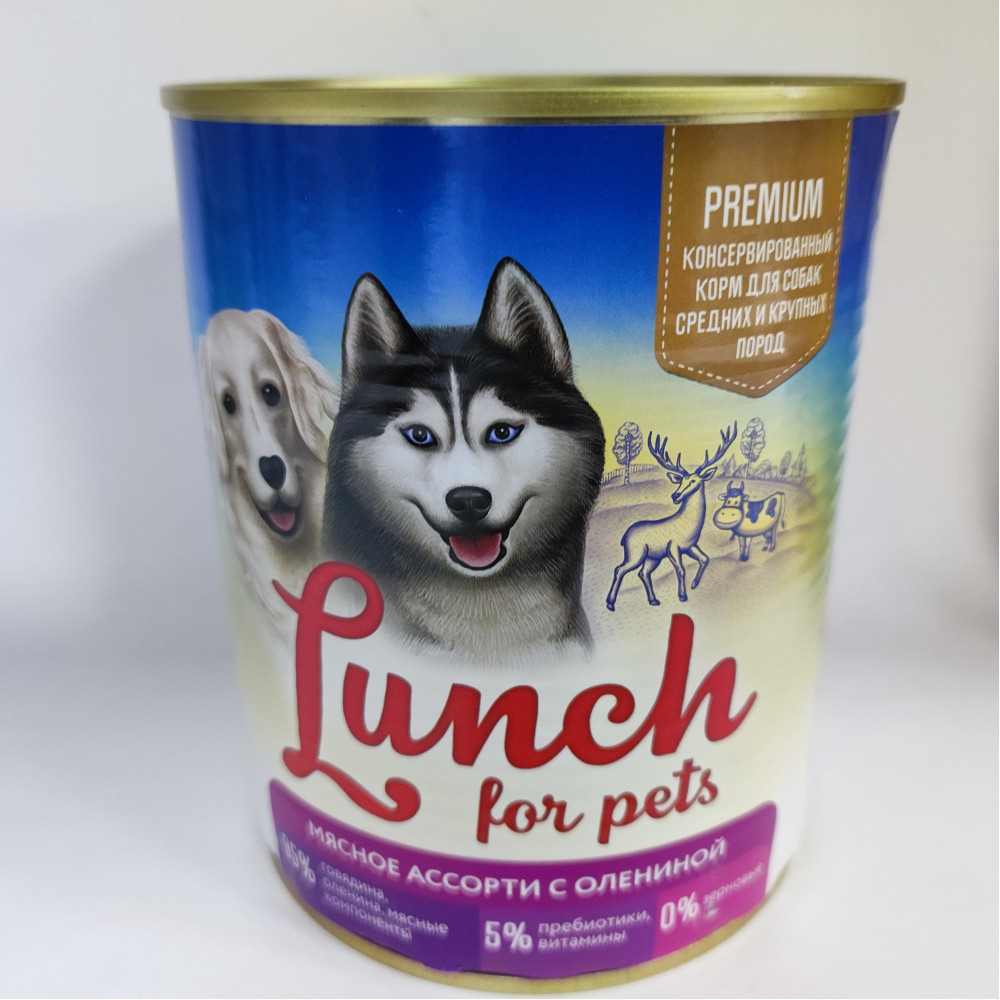 Petlunch для собак 850г жб мясное ассорти с олениной-0