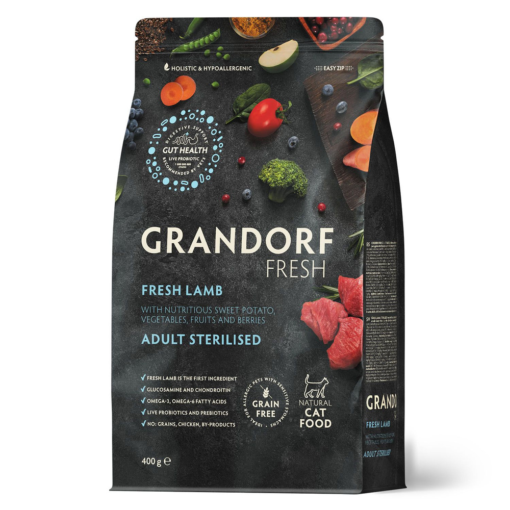 Grandorf  fresh для кошек 400г для стерилизованных с ягненком 852611-0