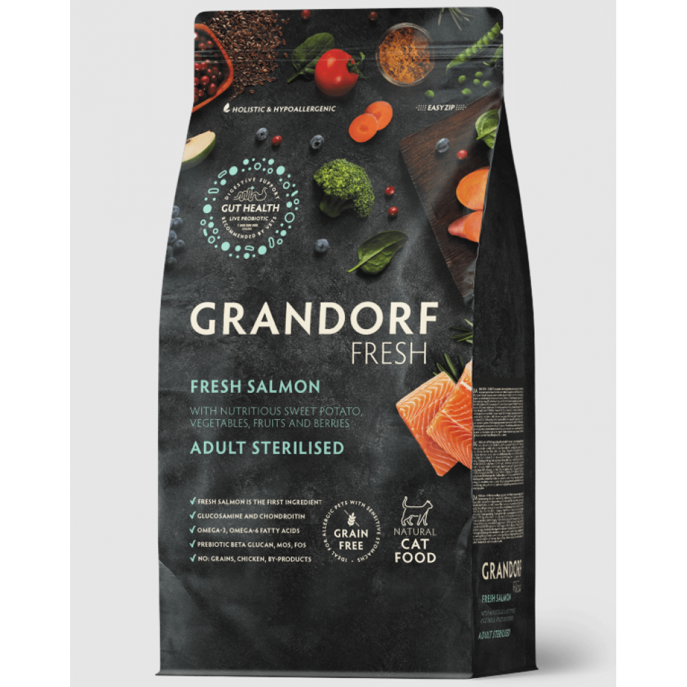 Grandorf  fresh для кошек 400г для стерилизованных с лососем 852635-0