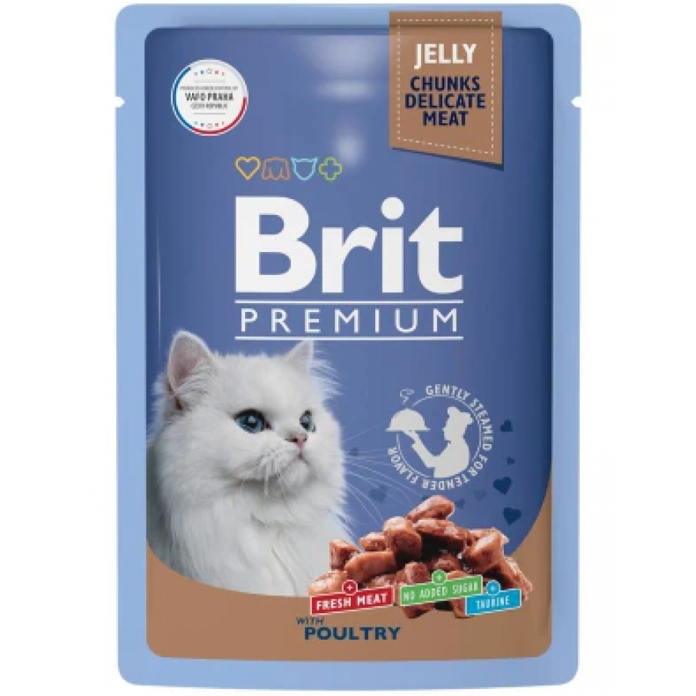 Brit 85г для кошек с птицей в желе 050130-0