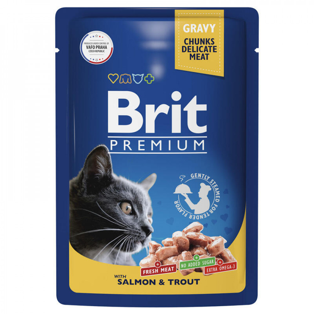 Brit 85г для кошек с лососем и форелью в соусе 048854-0