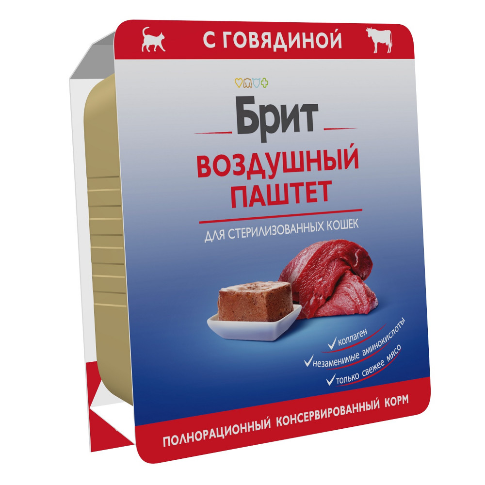 Brit 100г для кошек воздушный паштет с говядиной 060894-0