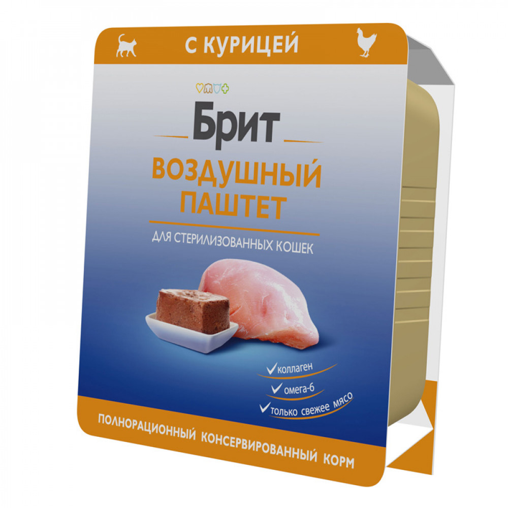 Brit 100г для кошек воздушный паштет с курицей 060948-0