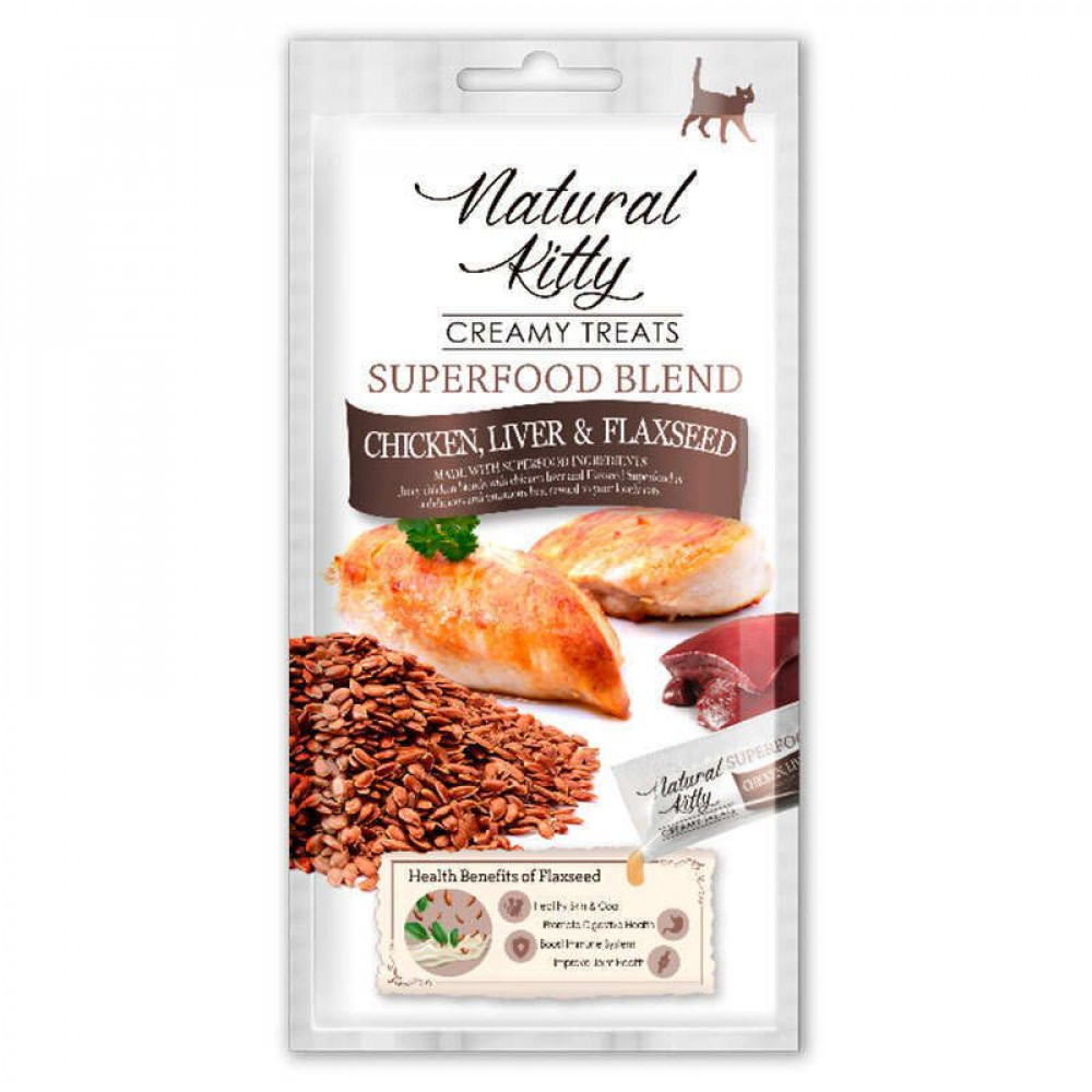 Natural kitty крем суп для кошек 4*12г курица, печень с семенами льна 601224-0