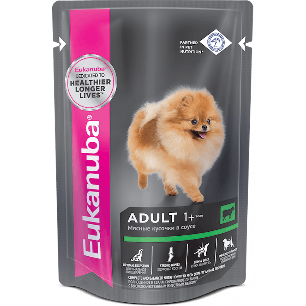 Eukanuba 100 г для взрослых собак с говядиной в соусе -0