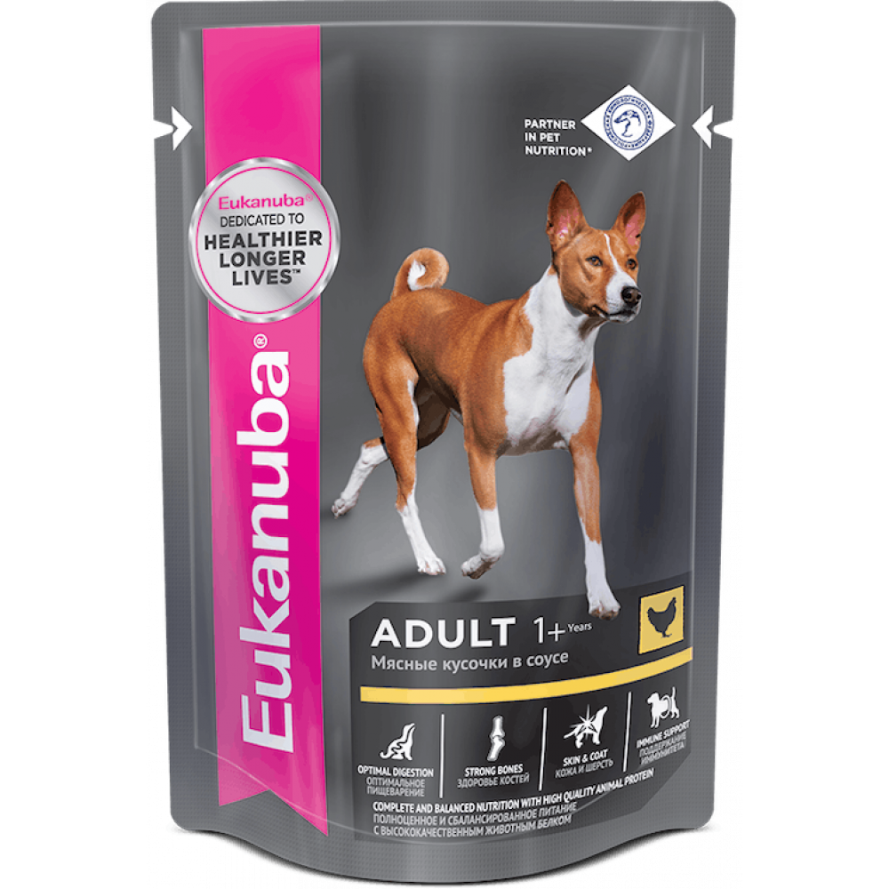 Eukanuba 100 г для взрослых собак с курицей в соусе -0
