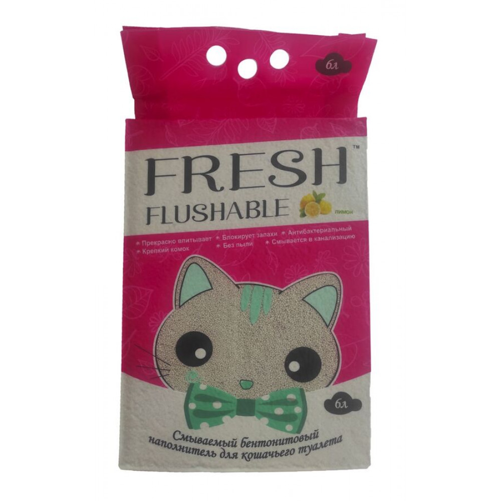 Наполнитель FRESH Scent 6 л смывающийся в унитаз, комкующийся лимон -0
