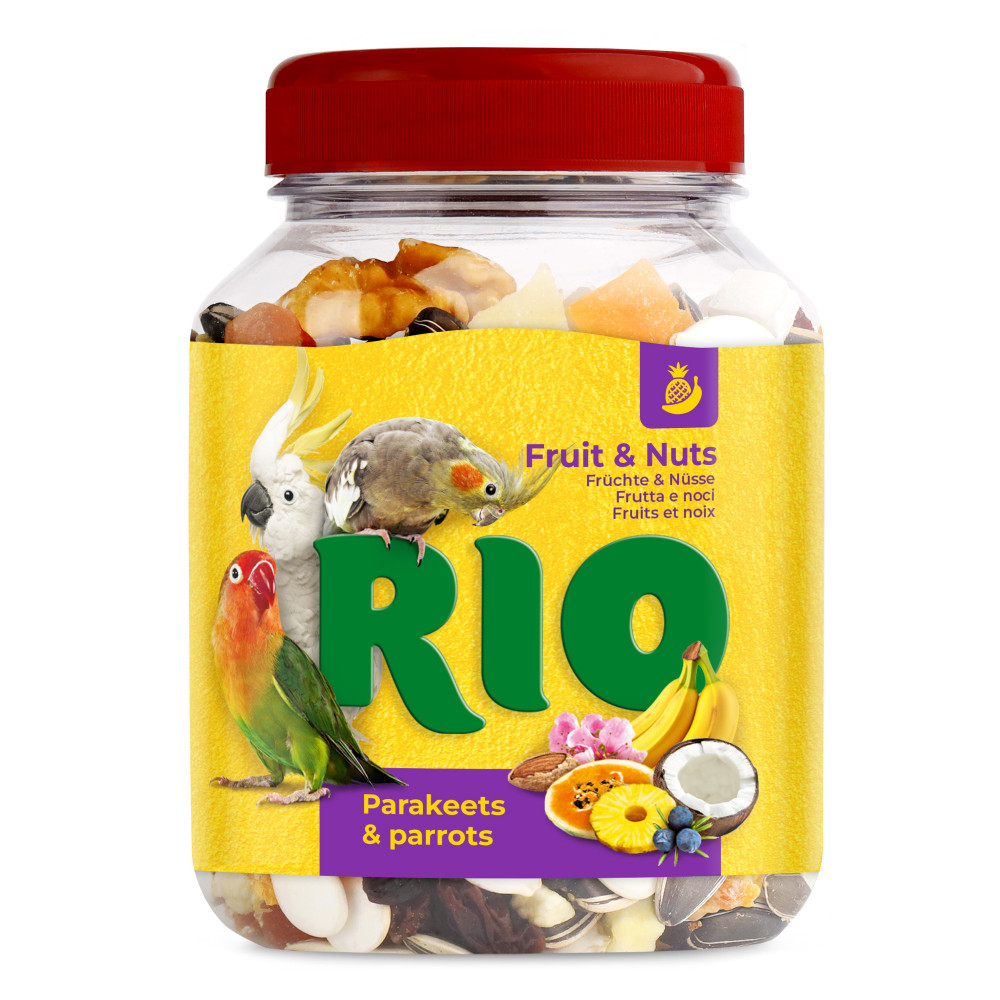 RIO Фруктово-ореховая смесь. Лакомство для средних и крупных попугаев, 160 г-0