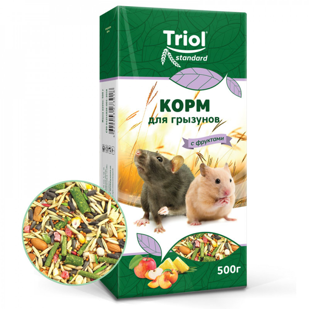 Корм для грызунов Triol 500г для грызунов с фруктами Standart 273001-0