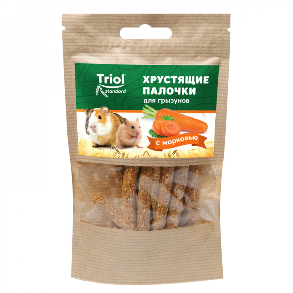 Лакомство для грызунов Triol хрустящие палочки с морковью 30г 057133-0