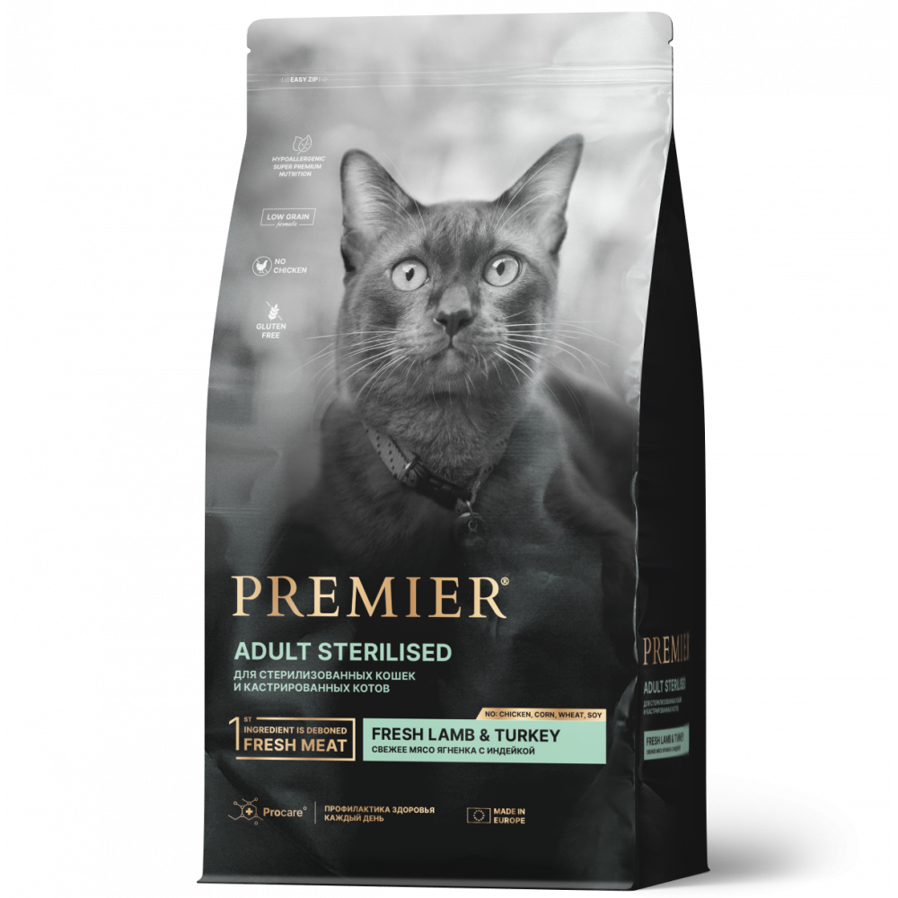 Premier для кошек 400г для стерилизованных с ягненком и индейкой 851645-0