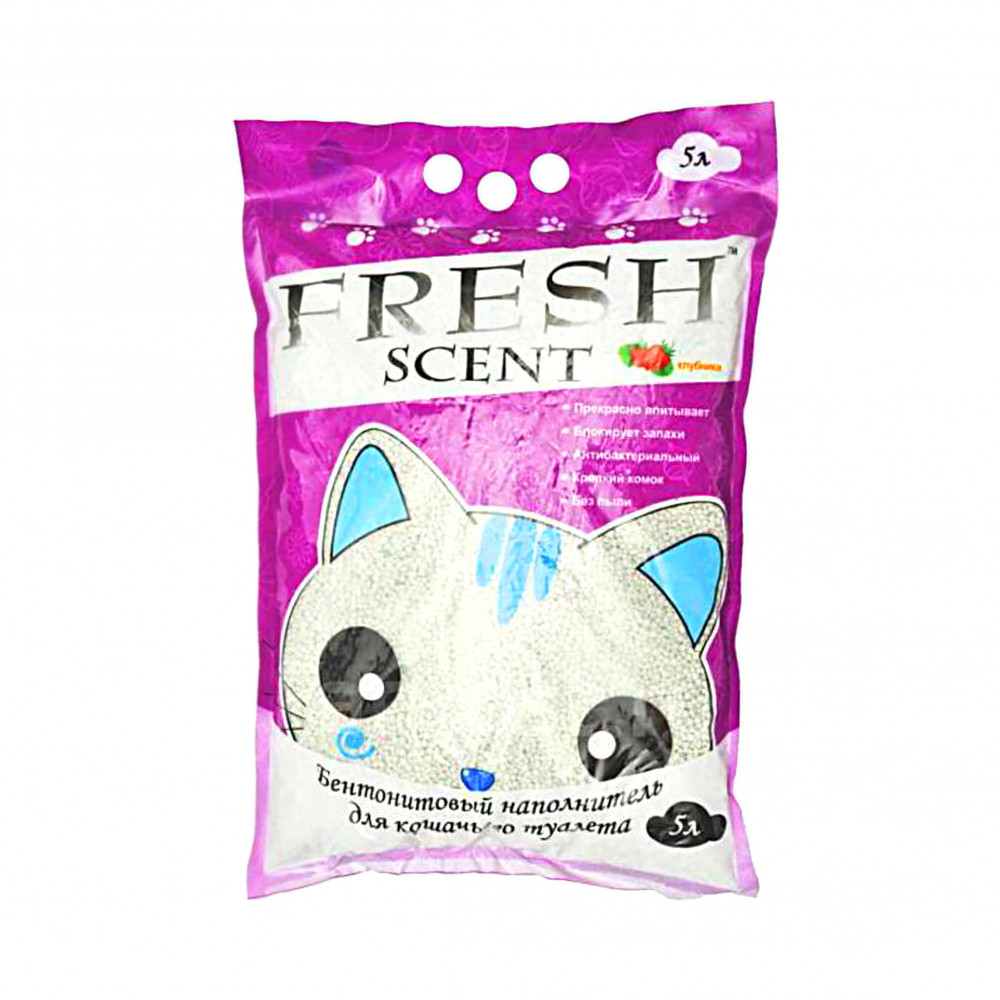 Наполнитель FRESH Scent 5 л Клубника комкующийся бентонитовый-0