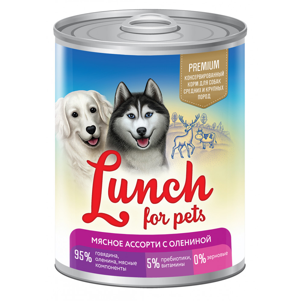 Petlunch для собак 400г жб мясное ассорти с олениной-0