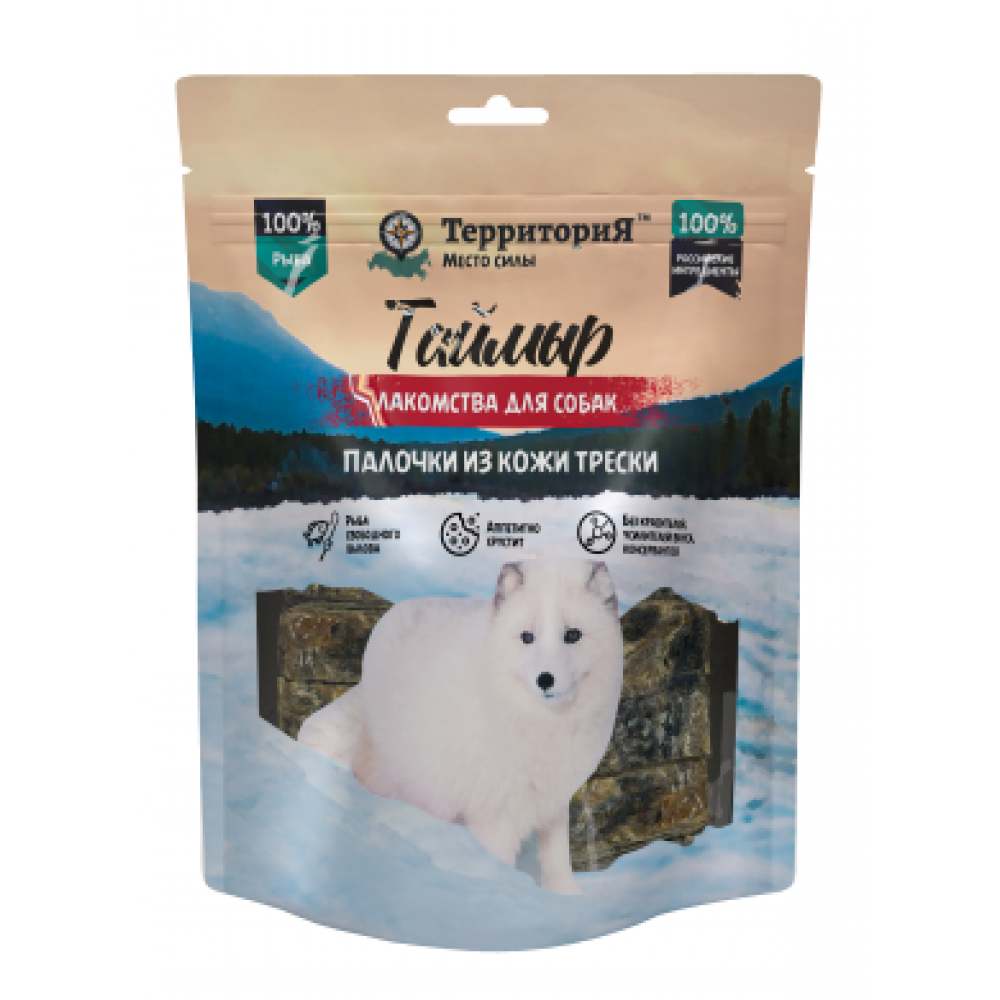 Территория лакомство Таймыр палочки из кожи трески 130г 563293-0