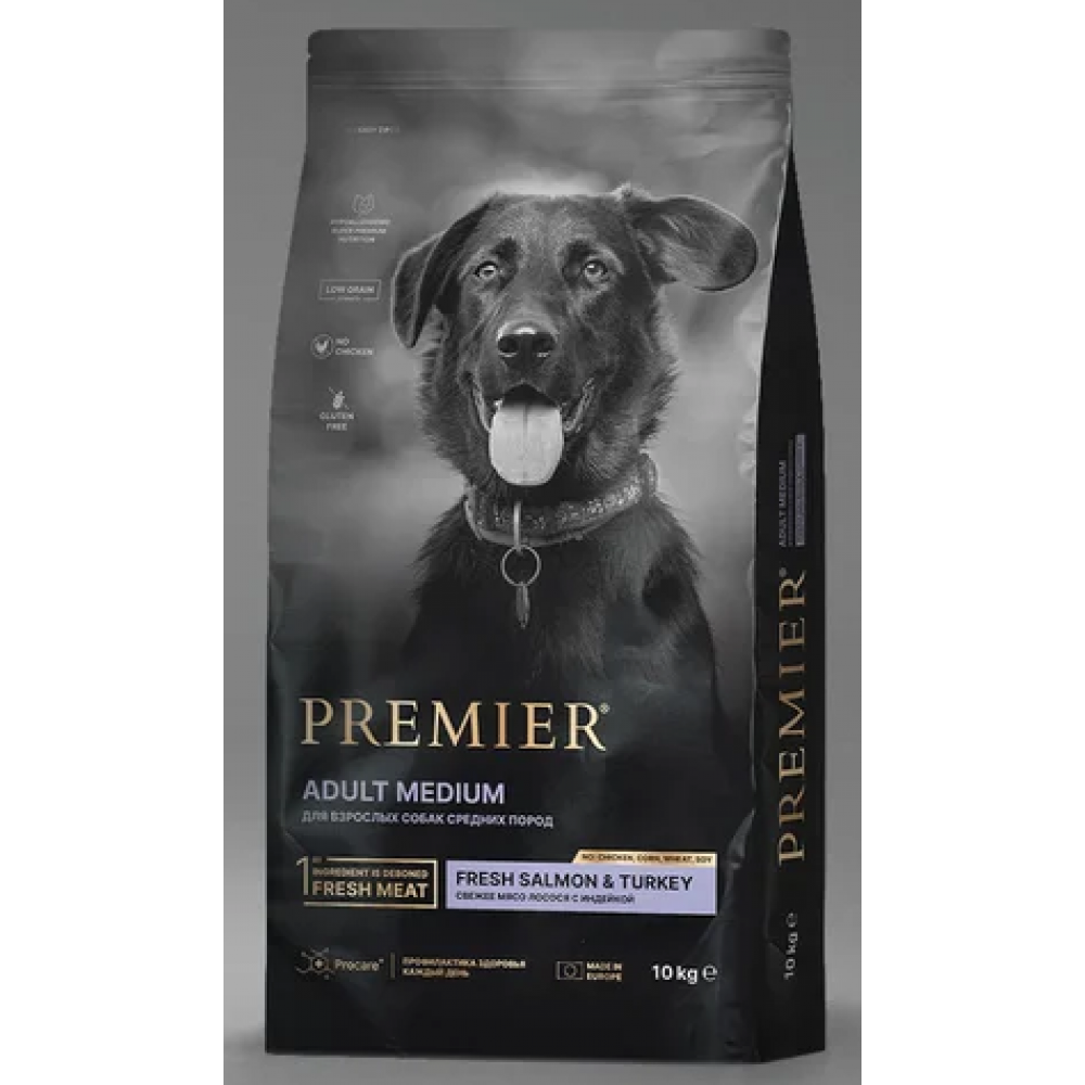 Premier для собак 10кг для средних пород с лососем и индейкой 851577-0