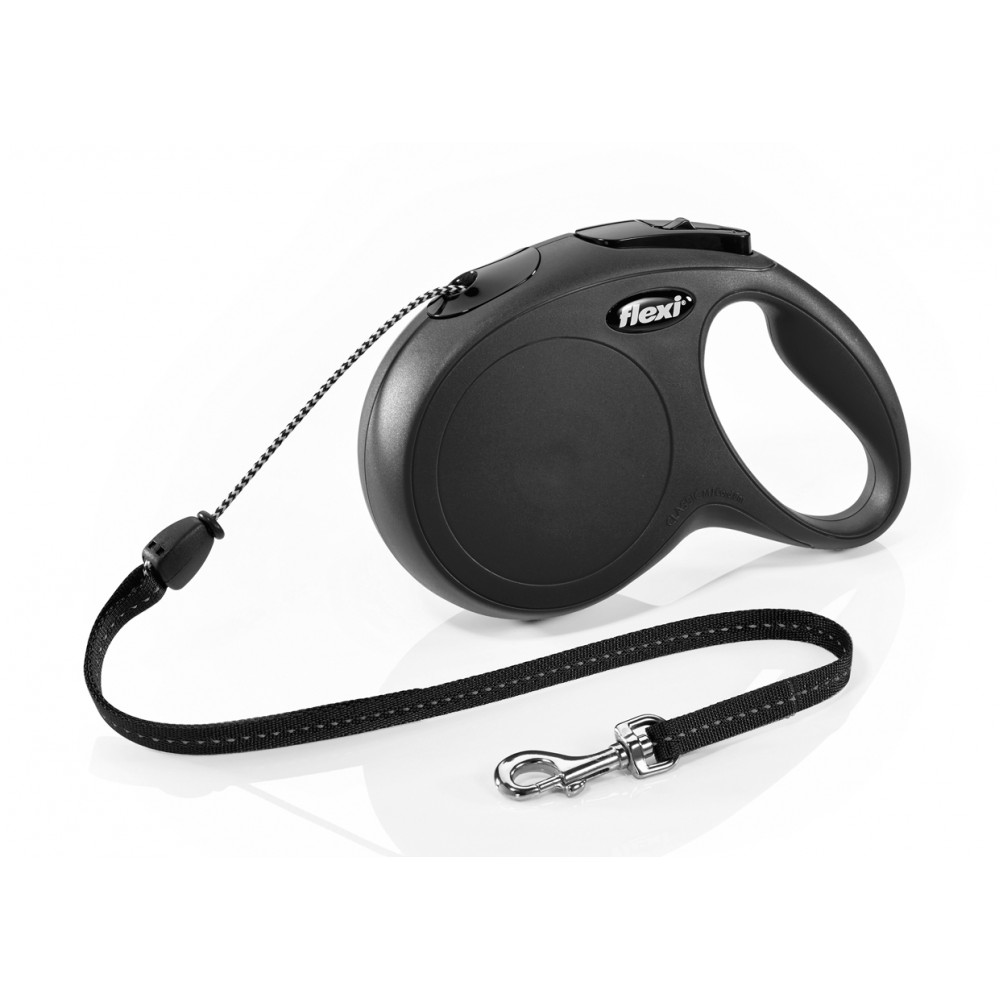Рулетка FLEXI New CLASSIC М 5м трос,до 20 кг, цвет черный.022627-0