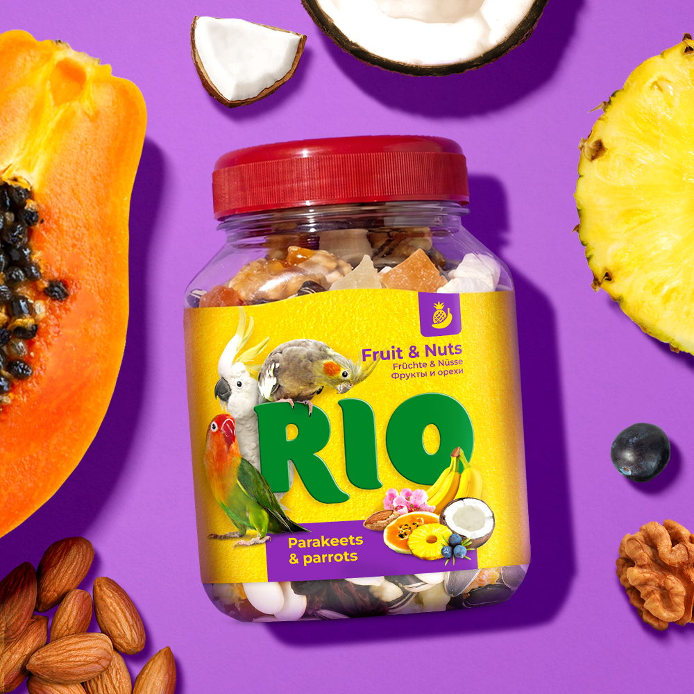 RIO Фруктово-ореховая смесь. Лакомство для средних и крупных попугаев, 160 г-2