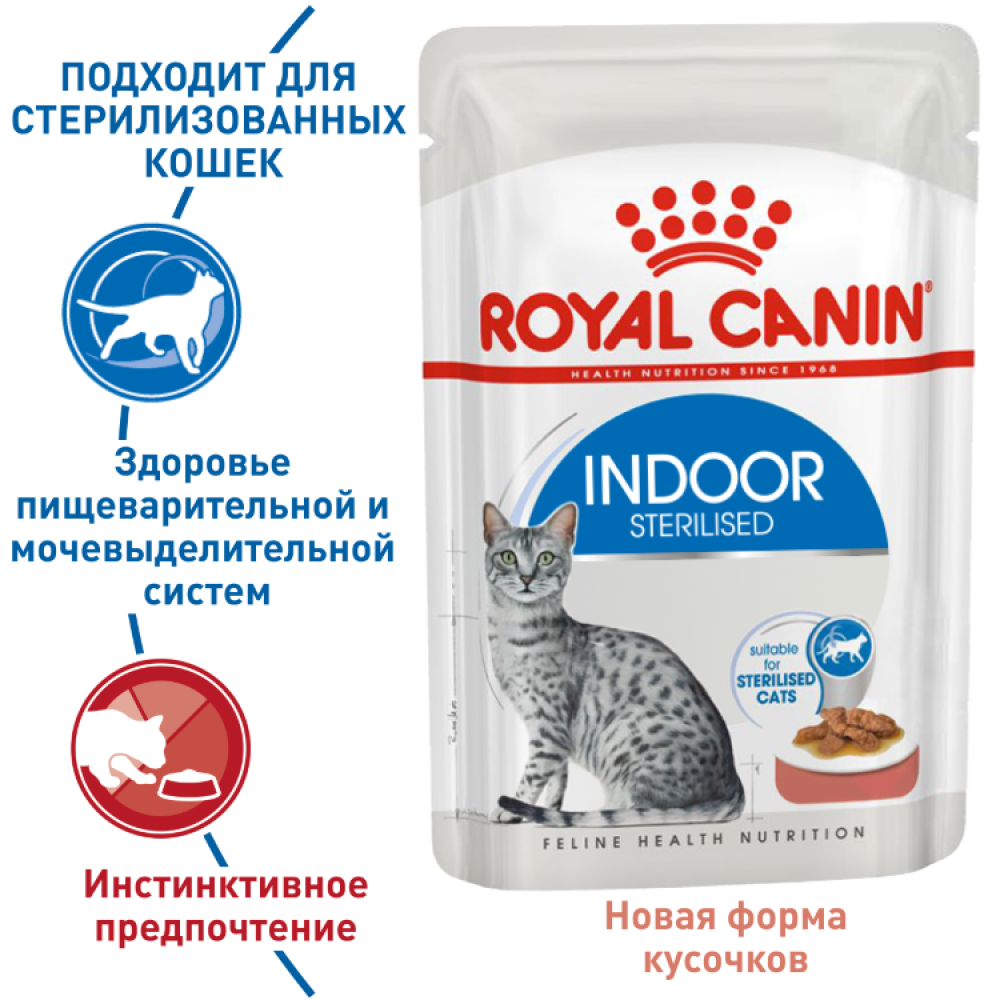 Royal Canin INDOOR Sterilised 85 гр для взрослых домашних кошек, соус -1