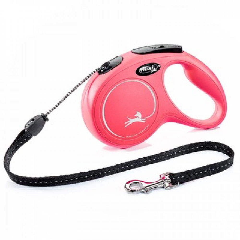 Рулетка FLEXI New CLASSIC М 5м трос, до 20 кг ,цвет красный.022603-1