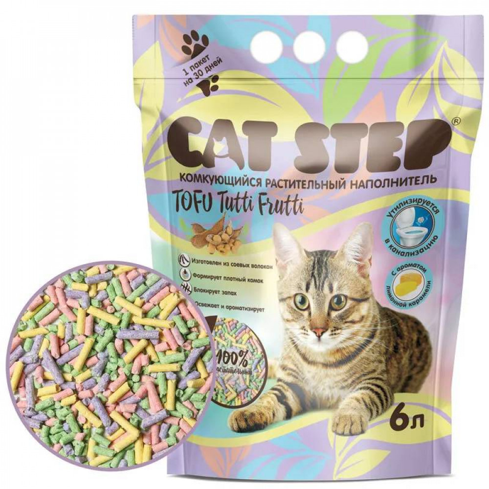 Наполнитель CAT STEP Tofu Tutti Frutti 6л комкующийся-0