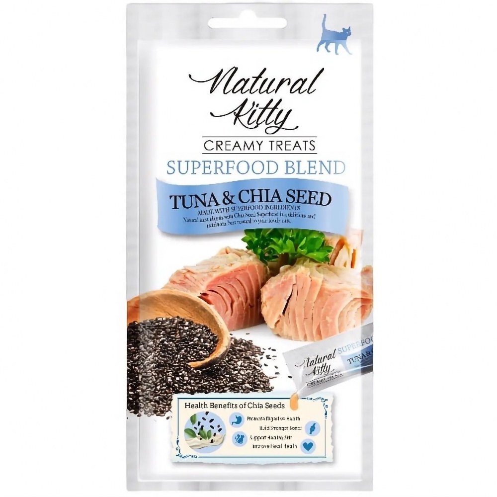 Natural kitty крем суп для кошек 4*12г тунец с семенами чиа 601187-0