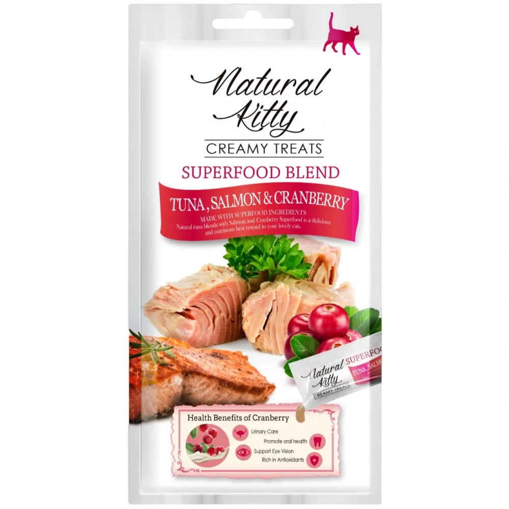 Natural kitty крем суп для кошек 4*12г тунец с лососем и клюквой 602429-0