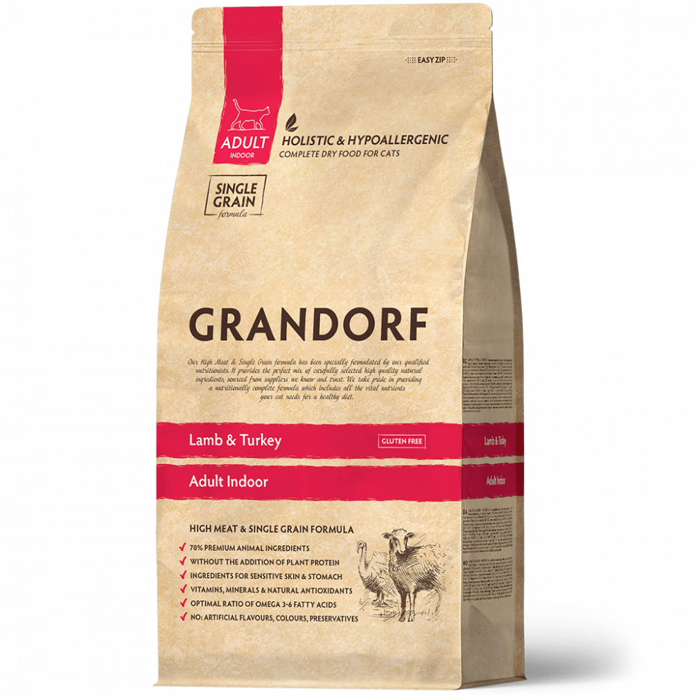 Grandorf для кошек 400г indoor с ягненком и индейкой 851218-0